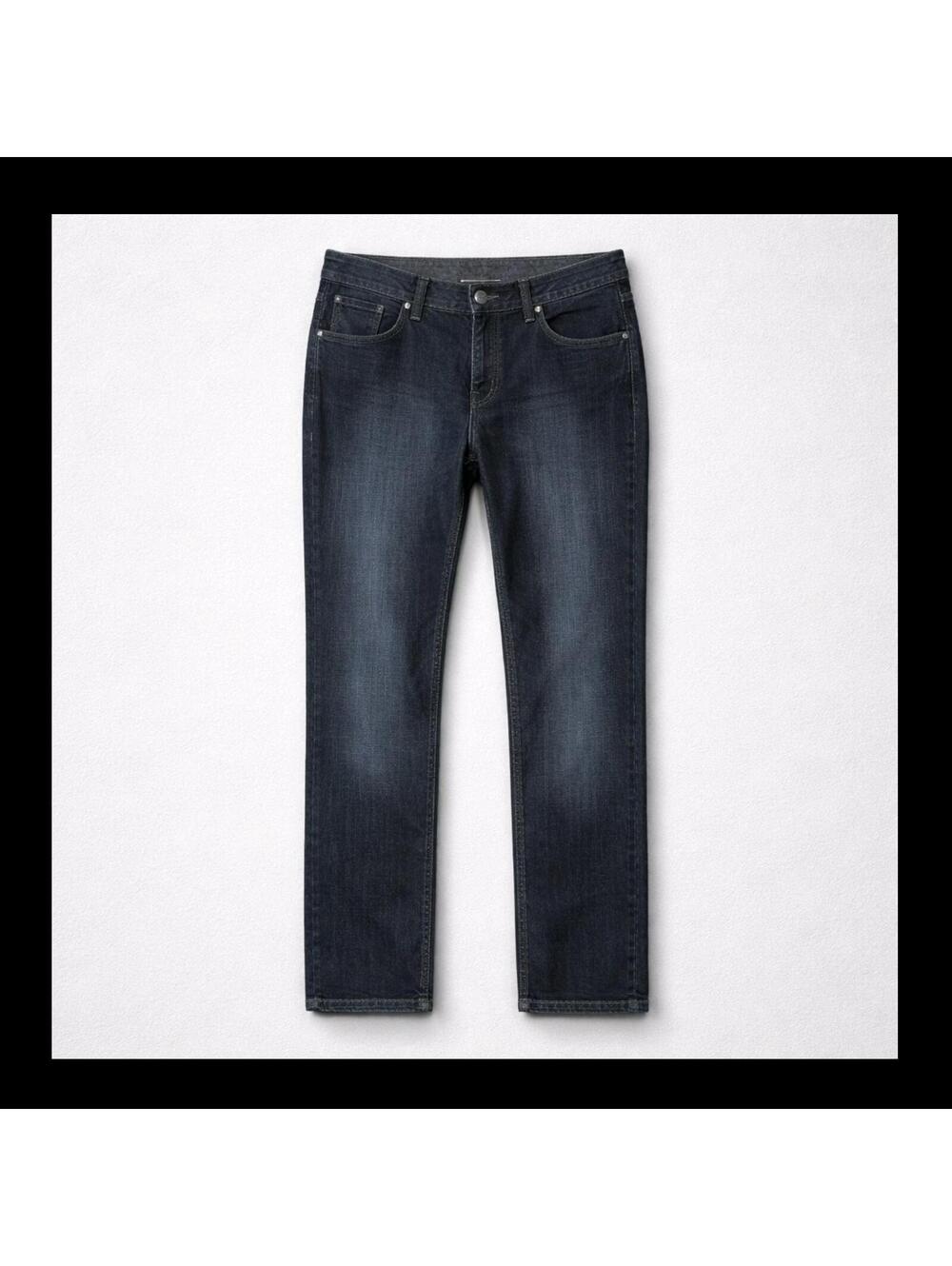 Marmot Women’s Dark Wash Blue Denim Jeans, Sz 10, Straight Leg 5-Pocket Button